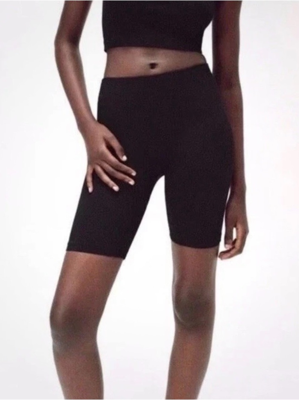 Zara Black Women's High-Waist Biker Shorts